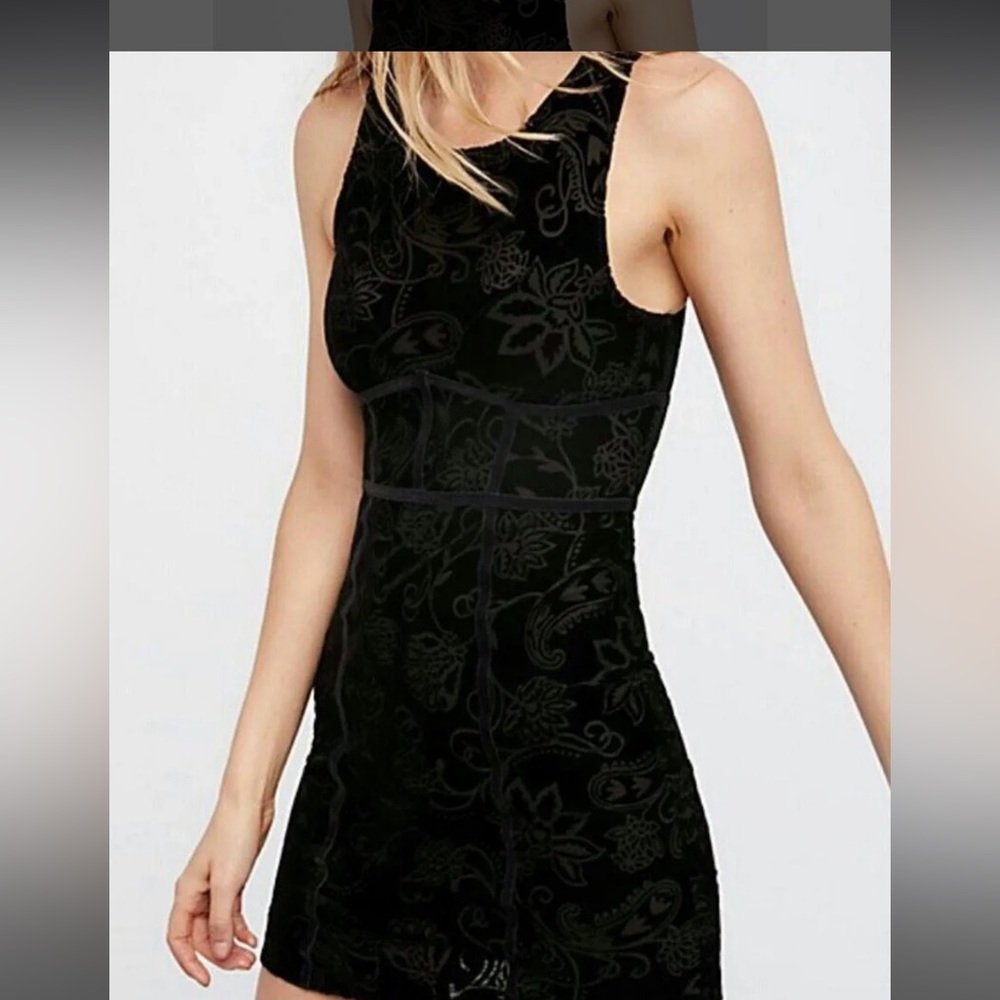 Free People Black Velour Dress